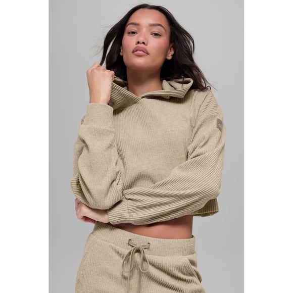 ALO Yoga Tops - Alo Yoga S Muse Hoodie Gravel Heather Sweatshirt Yoga Hiking Pickleball Golf Gym